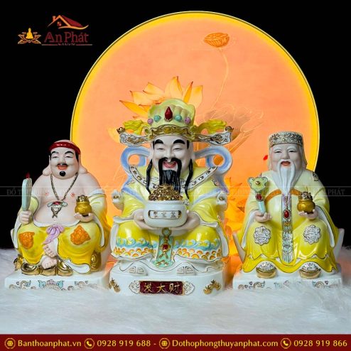 tuong than tai tho dia cao cap bo 3 ong su duc hoa vang t040 3
