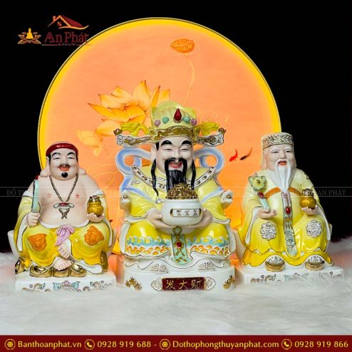 tuong than tai tho dia cao cap bo 3 ong su duc hoa vang t040 4