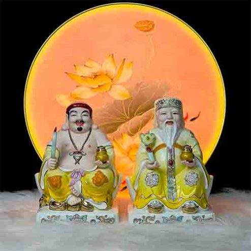 Tượng Thần Tài Thổ Địa Sứ Đức Hóa Vàng Bộ 2 Ông Cao Cấp T038