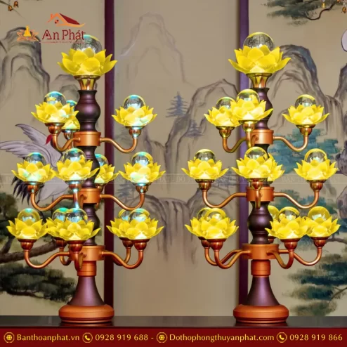 Đèn thờ bằng điện cao cấp 13 bông hoa sen