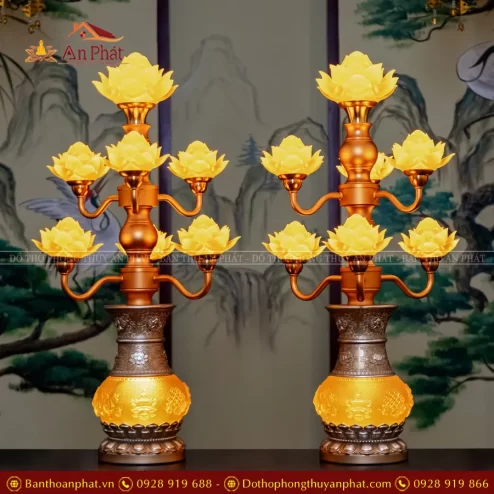 Đèn thờ điện lưu ly nhiều bông cao cấp DTD1306 An Phát