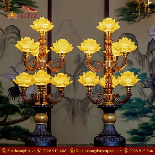 Đèn thờ hoa sen bằng điện nhập khẩu cao cấp