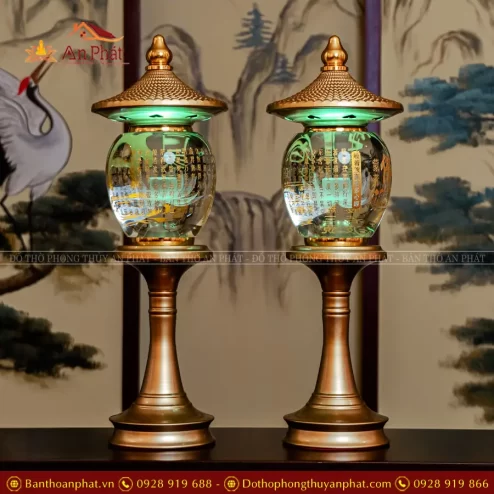 Đèn thờ điện pha lê oval thân hợp kim DTD1303 An Phát