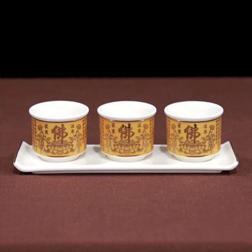 Kỷ Chén Nước Thờ Sứ Tâm Kinh Vàng DT233