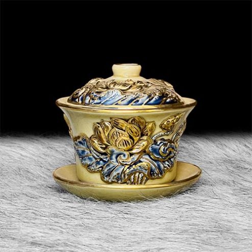 Bát Sâm Thờ Hoàng Thổ Gốm Bát Tràng Vẽ Vàng DT651