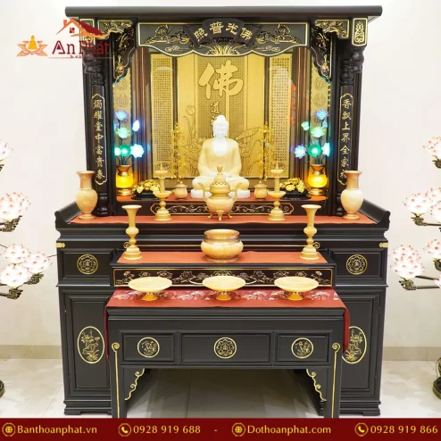 Tủ bàn thờ đứng đẹp thờ Phật và gia tiên