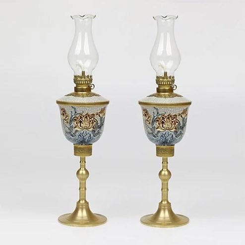 Đèn Thờ Dầu Chân Đồng Men Rạn Đắp Nổi Bát Tràng DT765