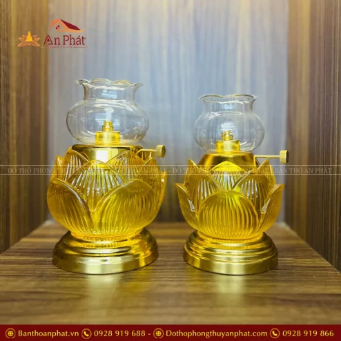 Đèn thờ dầu lưu ly vàng cao cấp DTD1491 An Phát