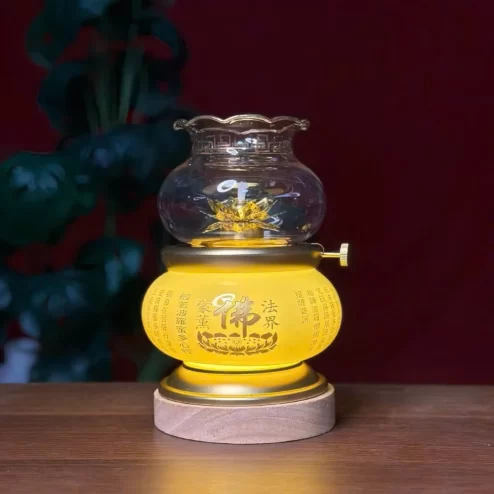 Đèn thờ dầu tâm kinh chữ Phật cao 15cm DTD1504 An Phát