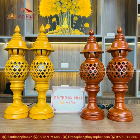 Đèn thờ điện bằng gỗ tổ ong nhiều màu DTD1490 An Phát