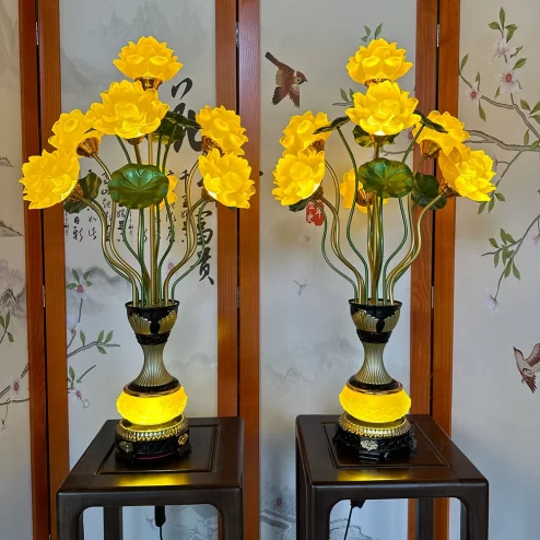 Đèn thờ điện bình hút lộc 7 bông lưu ly DTD1484 An Phát