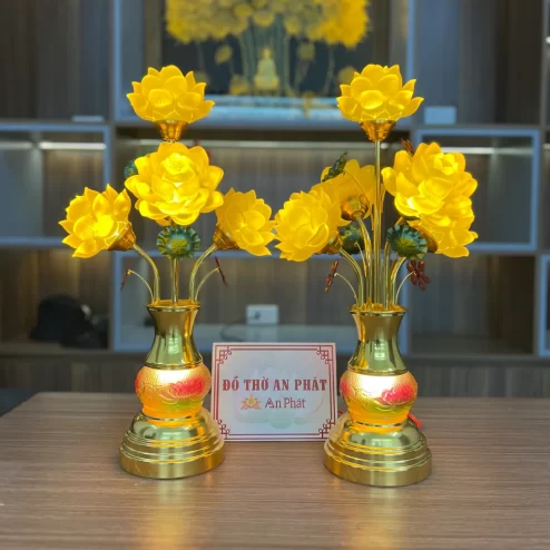 Đèn thờ điện hoa sen 5 bông bình ngọc DTD1455 An Phát
