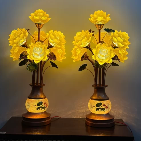 Đèn thờ điện hoa sen lưu ly 7 bông DTD1488 An Phát