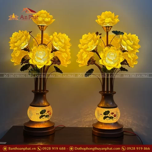 Đèn thờ điện hoa sen lưu ly 7 bông DTD1488 An Phát
