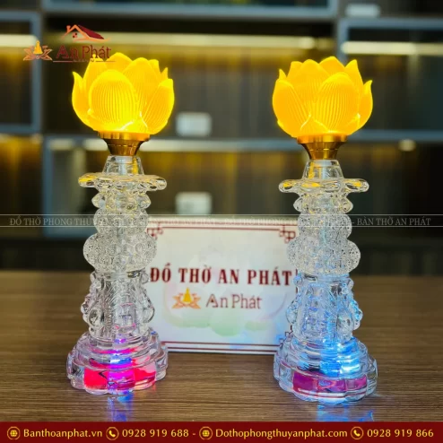 Đèn thờ điện lưu ly 1 bông hoa sen nhiều kiểu DTD1479 An Phát