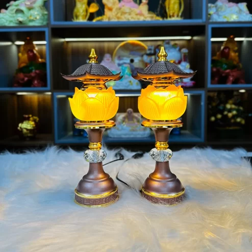 Đèn thờ điện lưu ly 1 bông mái chùa DTD1474 An Phát