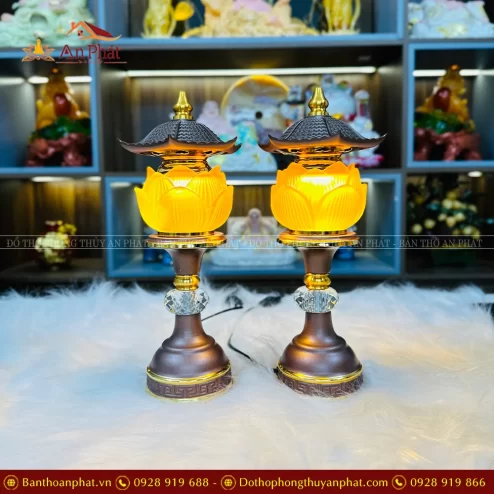 Đèn thờ điện lưu ly 1 bông mái chùa DTD1474 An Phát