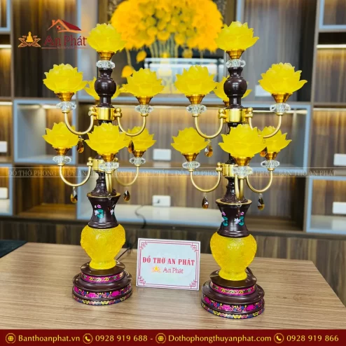 Đèn thờ hoa sen lưu ly 7 bông