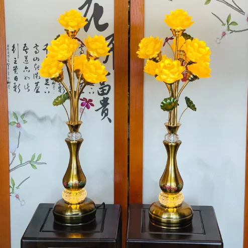 Đèn thờ điện lưu ly 7 bông hoa sen nở rộ DTD1482 An Phát