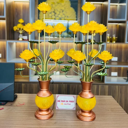 Đèn thờ điện lưu ly 9 bông hoa sen cao cấp DTD1461 An Phát