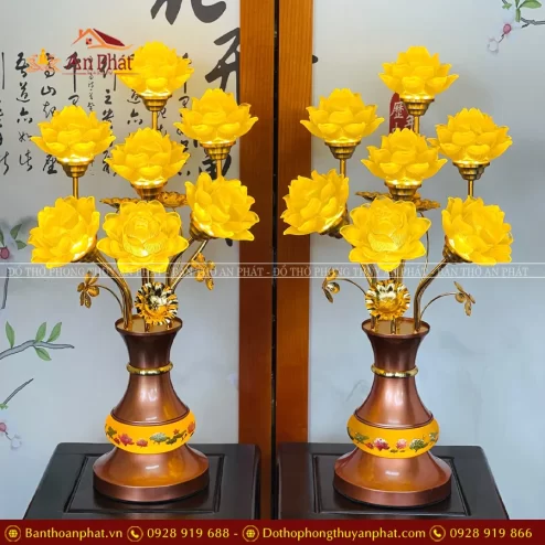 Đèn thờ điện lưu ly bình ngọc lùn 7 bông DTD1486 An Phát