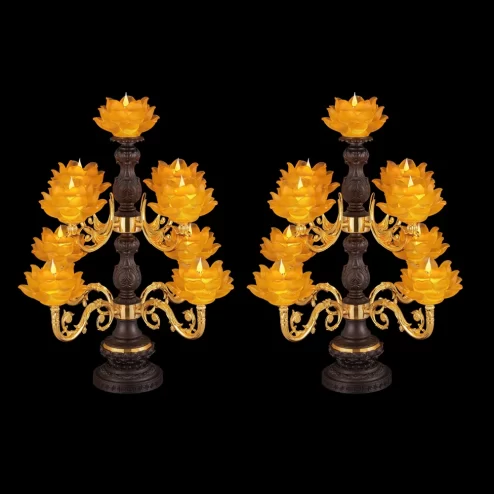 Đèn thờ điện lưu ly đế đồng mắc áo DTD1501 An Phát