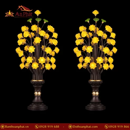 Đèn thờ điện lưu ly thân đồng nhiều bông DTD1498 An Phát