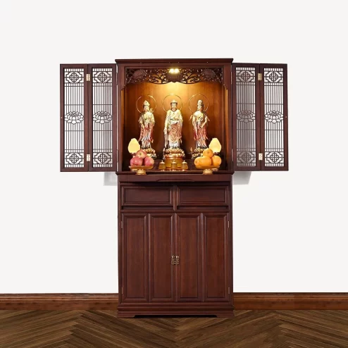 Tủ thờ nhập khẩu có cửa màu nâu đỏ BT8709 An Phát