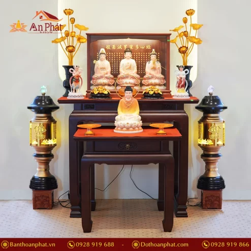 Bàn thờ gỗ Cẩm cổ điển màu nâu đỏ BT8717 An Phát