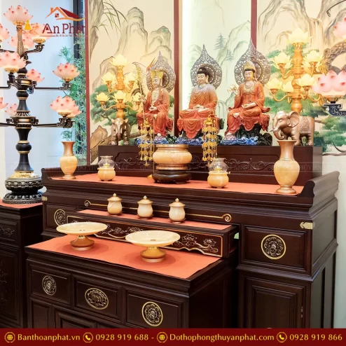 Mẫu tủ bàn thờ Phật và gia tiên đẹp
