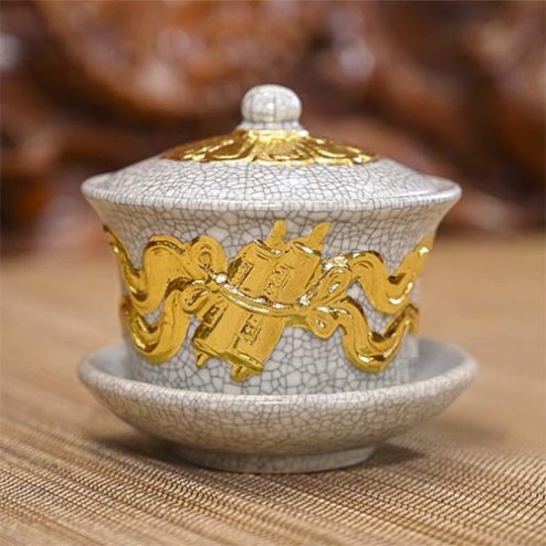 Bát Sâm Dát Vàng Bát Tràng Cao Cấp Men Rạn Đắp Nổi DT879