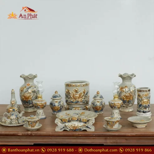 bo do tho hoa sen ve vang men ran dap noi bat trang cao cap bdt14300002