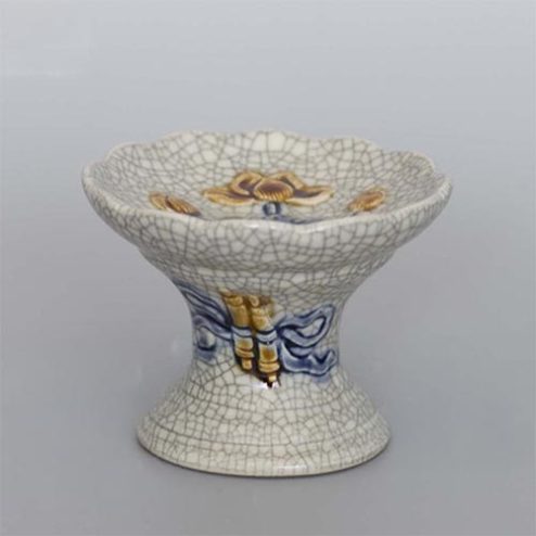 Đế Nến Bát Tràng Men Rạn Đắp Nổi DT858