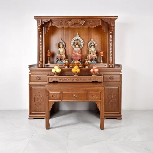 Khám thờ có khắc kinh Phật màu nguyên bản BT8728 An Phát