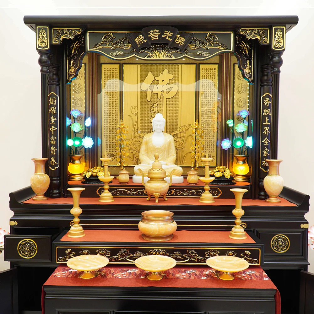 Khám thờ có khắc kinh Phật vẽ vàng 24k cao cấp BT8731 An Phát
