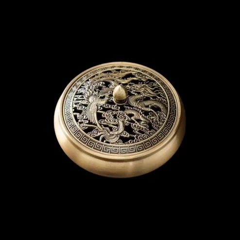 Lư Xông Trầm Bằng Đồng Rồng Phượng PK9526 An Phát