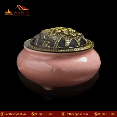 Lư Xông Trầm Gốm Vân Rạn Hồng Đất PK9508 An Phát