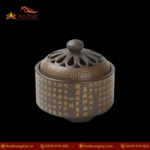Lư Xông Trầm Hương Đỉnh Gốm Chữ PK9506 An Phát