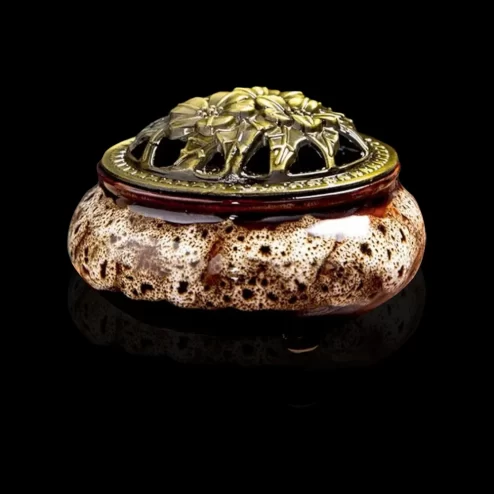 Lư Xông Trầm Hương Gốm Vân Rạn Nâu Trắng PK9517 An Phát