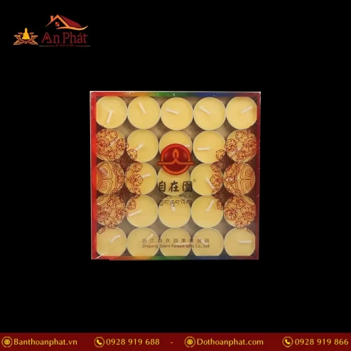 Nến Bơ Thờ Cúc Vỏ Bạc 2 Giờ màu Vàng DN9318 An Phát