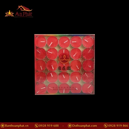 Nến Bơ Thờ Cúc Vỏ Bạc 4 Giờ 8 giờ màu Đỏ DN9331 An Phát