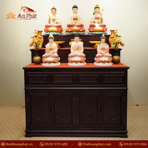 Tủ thờ tam cấp Bát bảo Kiết tường màu óc chó BT8721 An Phát