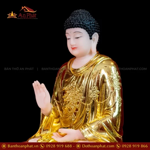 Tuong Bon Su Thich Ca Mau Ni Da Thach Anh Dat Vang Toa Dai Sen T2304 6