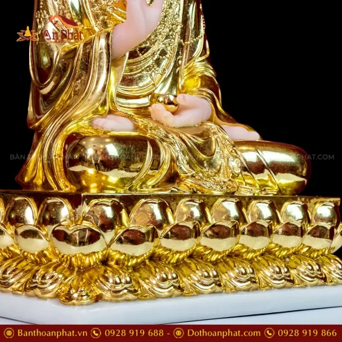 Tuong Bon Su Thich Ca Mau Ni Da Thach Anh Dat Vang Toa Dai Sen T2304 8