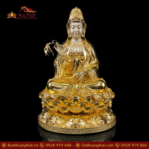 bo tuong ta ba tam thach dong dat vang cao cap mau ngoi hoa sen t236700001