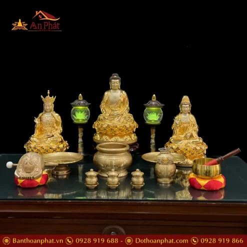 bo tuong ta ba tam thach dong dat vang cao cap mau ngoi hoa sen t236700007