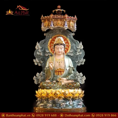 bo tuong ta ba tam thanh dong co long che ngoi de sen cao cap t235400008