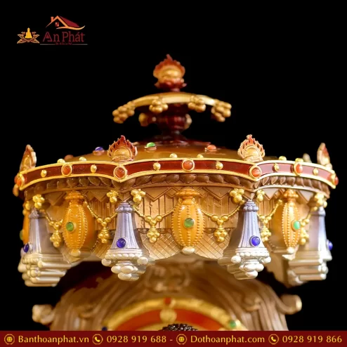 bo tuong ta ba tam thanh dong co long che ngoi de sen cao cap t235400010