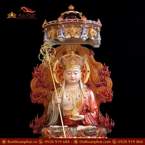 bo tuong ta ba tam thanh dong co long che ngoi de sen cao cap t235400017