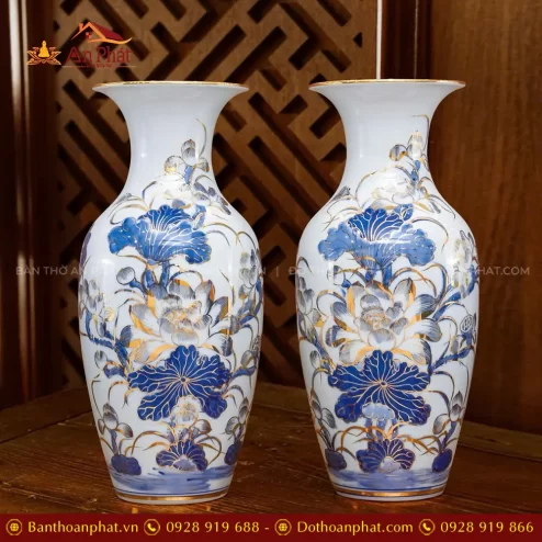 lo hoa dang loc binh men lam ve vang hoa sen cao cap dt107100001